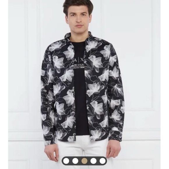 Armani Exchange Black and White Floral Dress Shirt - Picture 14 of 16